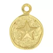 Dije redondo irregular con estrella de mar 17x1 mm - Chapado de oro 3 micras x x1