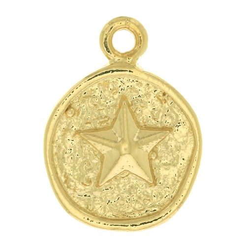 Dije redondo irregular con estrella de mar 17x1 mm - Chapado de oro 3 micras x x1