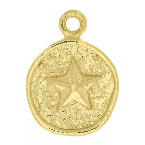 Dije redondo irregular con estrella de mar 17x1 mm - Chapado de oro 3 micras x x1