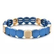 Cuenta de zamac forma cuadrada redonda 9.5x10 mm - Azul x1