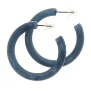 Pendientes Aros gruesas de resina 41 mm - Azul petroleo marmoleadox2