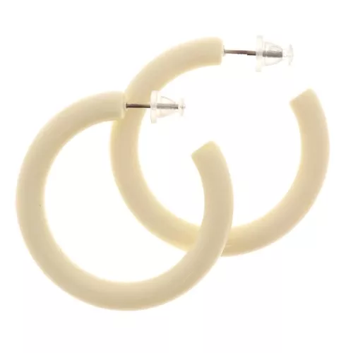 Pendientes Aros gruesas de resina opaque 41 mm - Marfil x2