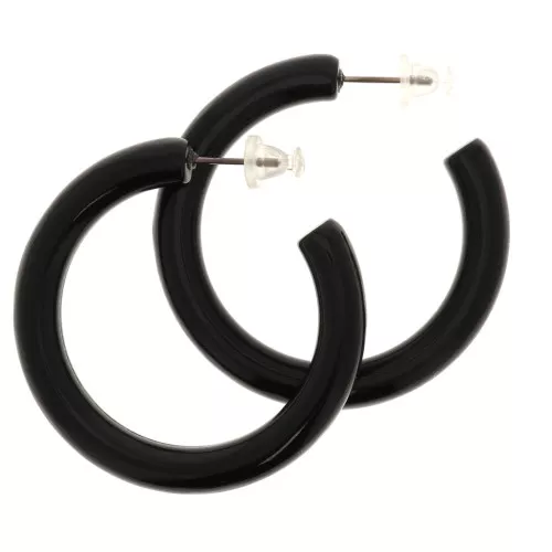 Pendientes Aros gruesas de resina opaque 41 mm - Negro x2