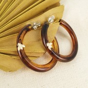 Pendientes Aros gruesas de resina transparente 41 mm - Ambre marmoleadox2