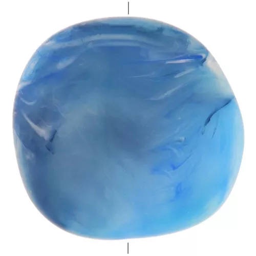 Disco irregular de resina 37x39 mm - Azul claro marmoleado x1