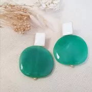 Disco irregular de resina 37x39 mm - Verde marmoleado x1