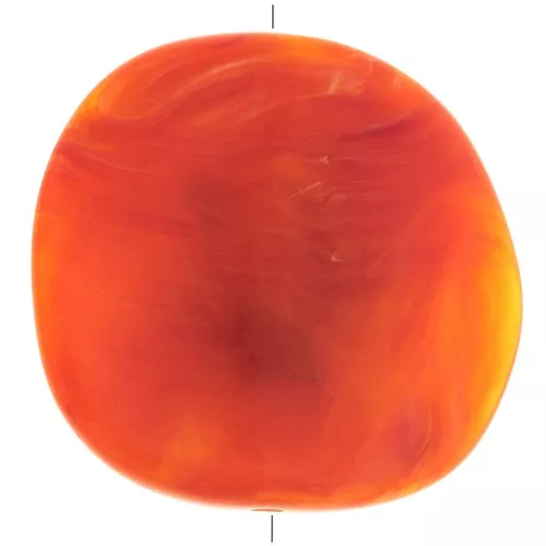 Disco irregular de resina 37x39 mm - Naranja marmoleado x1
