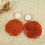 Disco irregular de resina 37x39 mm - Naranja marmoleado x1