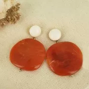 Disco irregular de resina 37x39 mm - Naranja marmoleado x1