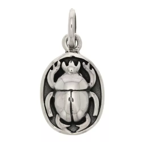 Colgante ovalado 18x12 mm estampado Escarabajo con anilla cerrada - de Plata 925x1