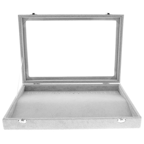 Expositor de joyas para collares y pulseras 35x24x5cm imitación terciopelo - Gris