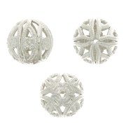 Cuentas redondas afiligranadas 9 mm - Plateado x4|raw }}