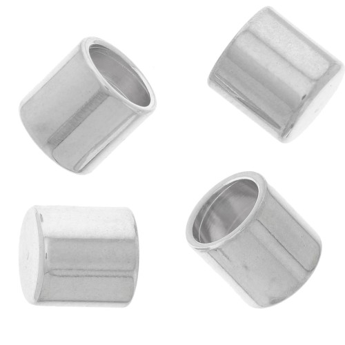 Tubos finales para cordón 4 mm plateado x10