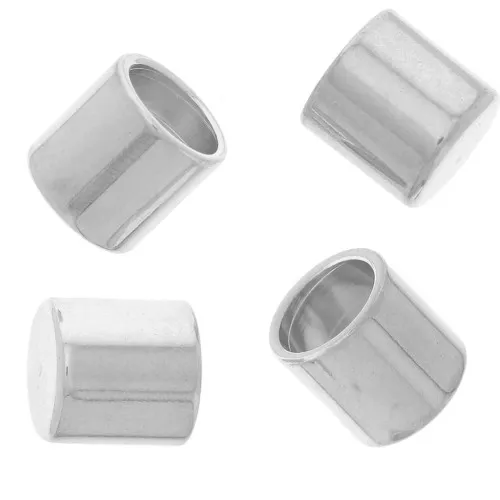 Tubos finales para cordón 4 mm plateado x10
