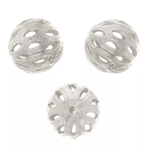 Cuentas redondas afiligranadas 8 mm - Plateado x4