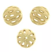 Cuentas redondas afiligranadas 8 mm - Dorado con oro fino x4