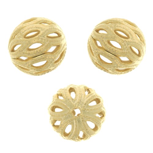 Cuentas redondas afiligranadas 8 mm - Dorado con oro fino x4
