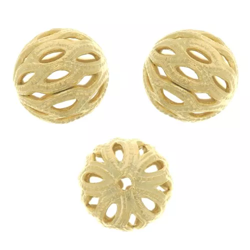 Cuentas redondas afiligranadas 8 mm - Dorado con oro fino x4