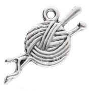 Dije de bola 14x25 mm - Plateado envejecido x1