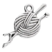 Dije de bola 14x25 mm - Plateado envejecido x1