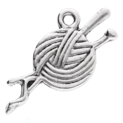 Dije de bola 14x25 mm - Plateado envejecido x1