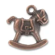 Dije caballo de balancín 17 mm cobre antiguo x1
