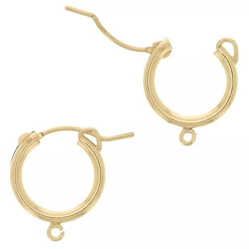 Pendientes de aro de 15 mm con anilla abierta - Hilo de 2,3 mm - Gold filled x2