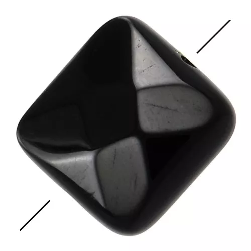Cuenta facetada cuadrada 12 mm de piedra gema - Agate Negra x1
