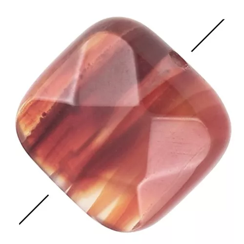 Cuenta facetada cuadrada 12 mm de piedra gema - Red agate x1