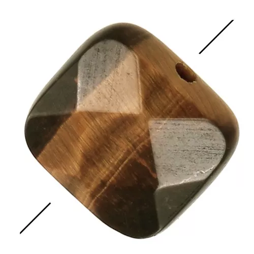 Cuenta facetada cuadrada 12 mm de piedra gema - Oeil de tigre x1
