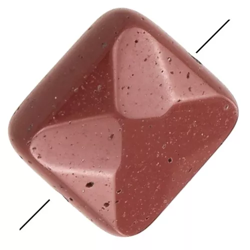 Cuenta facetada cuadrada 12 mm de piedra gema - Jaspe Poppy x1
