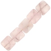 Cuenta facetada cuadrada 12 mm de piedra gema - Quartz rose x1