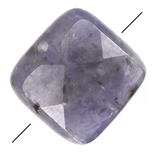 Cuenta facetada cuadrada 12 mm de piedra gema - Iolite x1