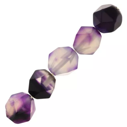 Cuentas hexagonal 8x7 mm piedra gema Agate teñida Morada x10