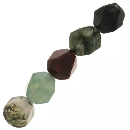 Cuentas hexagonal 8x7 mm piedra gema Agate Indienne x10