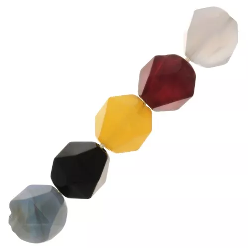 Cuentas hexagonal 8x7 mm piedra gema Agate teñida Multicolore x10