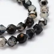 Cuentas hexagonal 8x7 mm piedra gema Agate teñida Negro - Gris x10