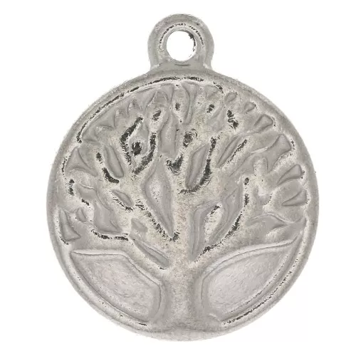 Colgante redondo árbol de la vida 15.5x13 mm - Acero inoxidable x1