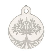 Dije redondo árbol de la vida grabado 12x10 mm - Acero inoxidable x1|raw }}