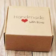 Cajita de cartón con corazón 5.5x5.5x2.5 cm Handmade with Love - Kraft x1