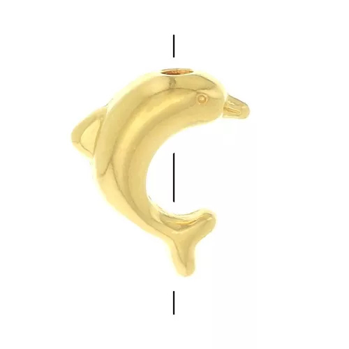 Cuenta delfín 8 mm - Dorado oro fino x1