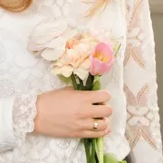 Anillo ajustable - con redondas 6 mm estilo minimalista - Dorado x1