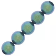Cuentas nacaradas Preciosa Round Pearl Maxima - 12 mm Pearlescent Peacock Green x6