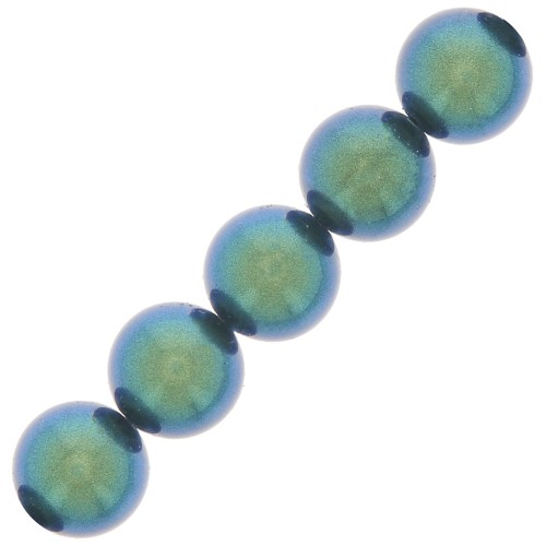 Cuentas nacaradas Preciosa Round Pearl Maxima - 12 mm Pearlescent Peacock Green x6