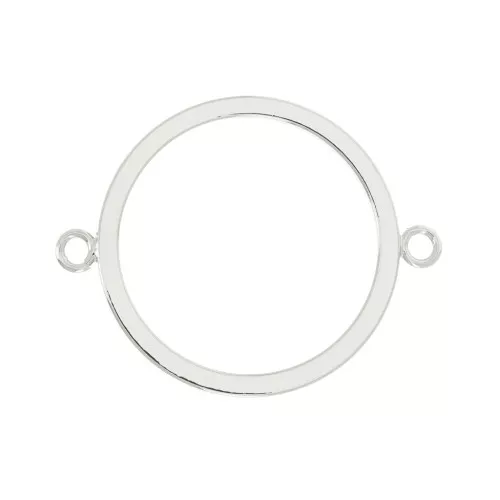 Entrepieza círculo hueco 2 anillas abierta 22x15 mm - Rodiado x1
