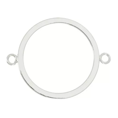 Entrepieza círculo hueco 2 anillas abierta 27x20 mm - Rodiado x1