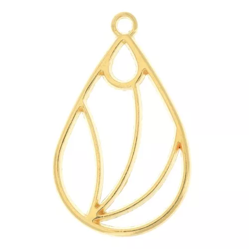 Colgante gota calado 32x20 mm - Dorado con oro fino x1