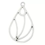 Colgante gota calado 32x20 mm - Chapado Plateado envejecido x1