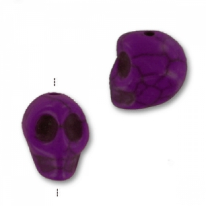 Cuenta Calavera de Howlite tintado 13 mm Purple x1