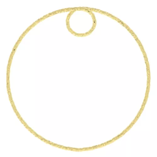 Colgante círculo diamantado 35 mm - Dorado con oro fino x1
